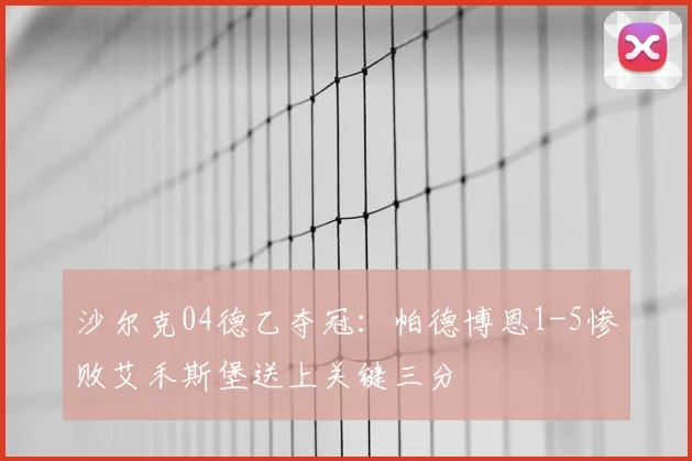 沙尔克04德乙夺冠:帕德博恩1-5惨败艾禾斯堡送上关键三分